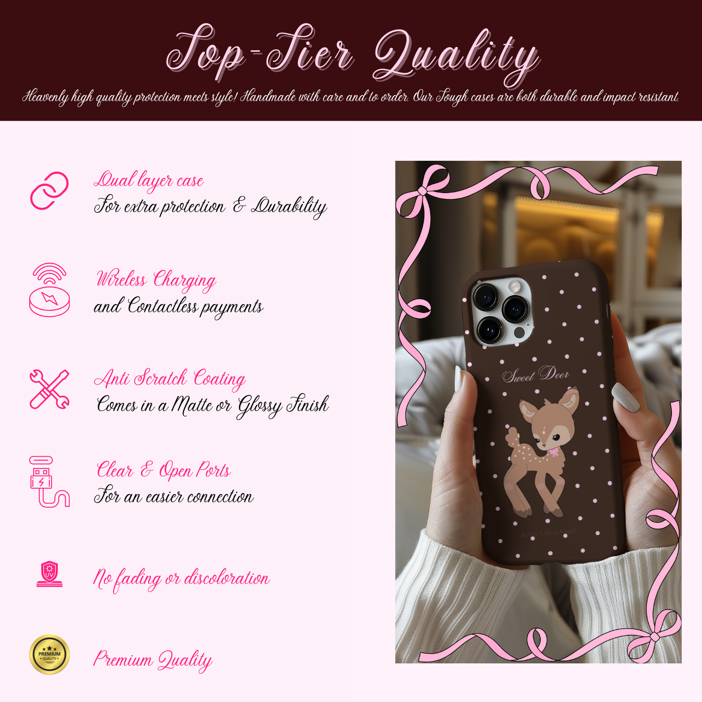 Sweet Chocolate Fudge Polka Dot Deer Phone Case