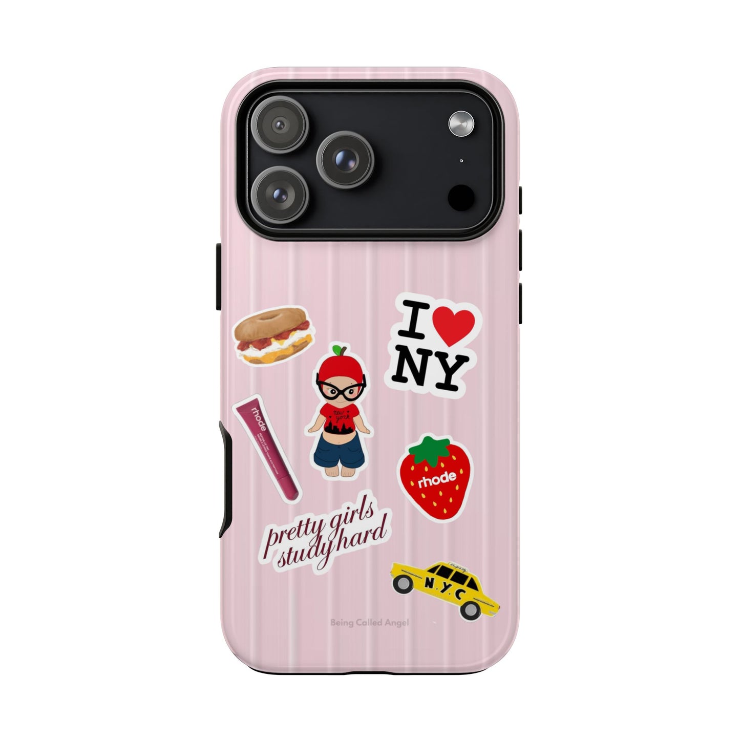 Pink NYC suitcase phone case