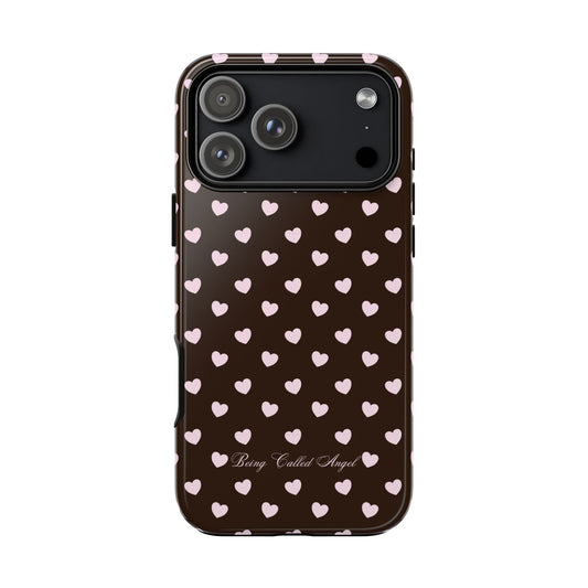 Chocolate Fudge Pink Heart Polka Phone Case