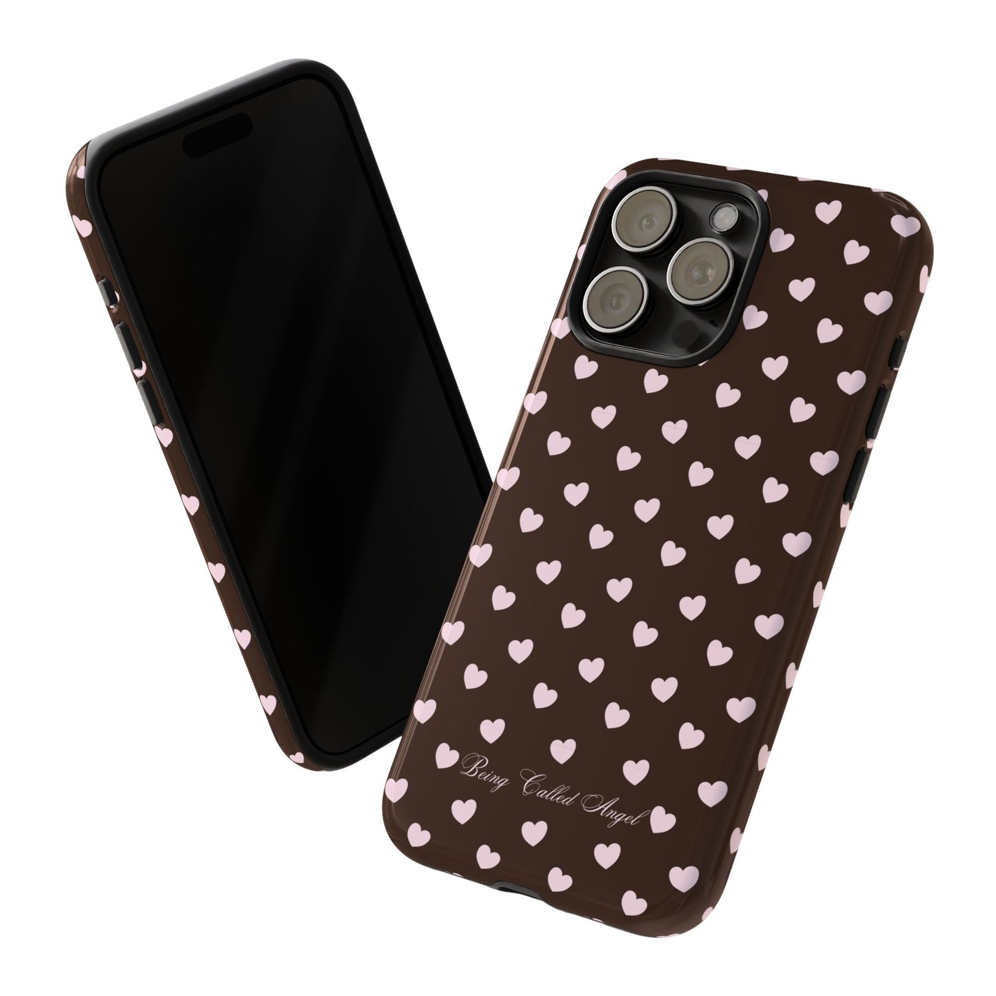 Chocolate Fudge Pink Heart Polka Phone Case