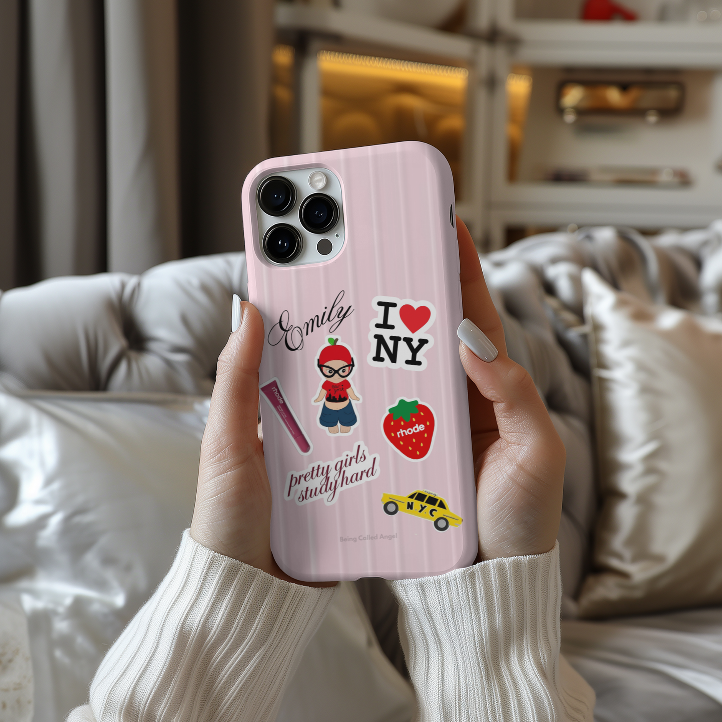 Pink NYC suitcase phone case