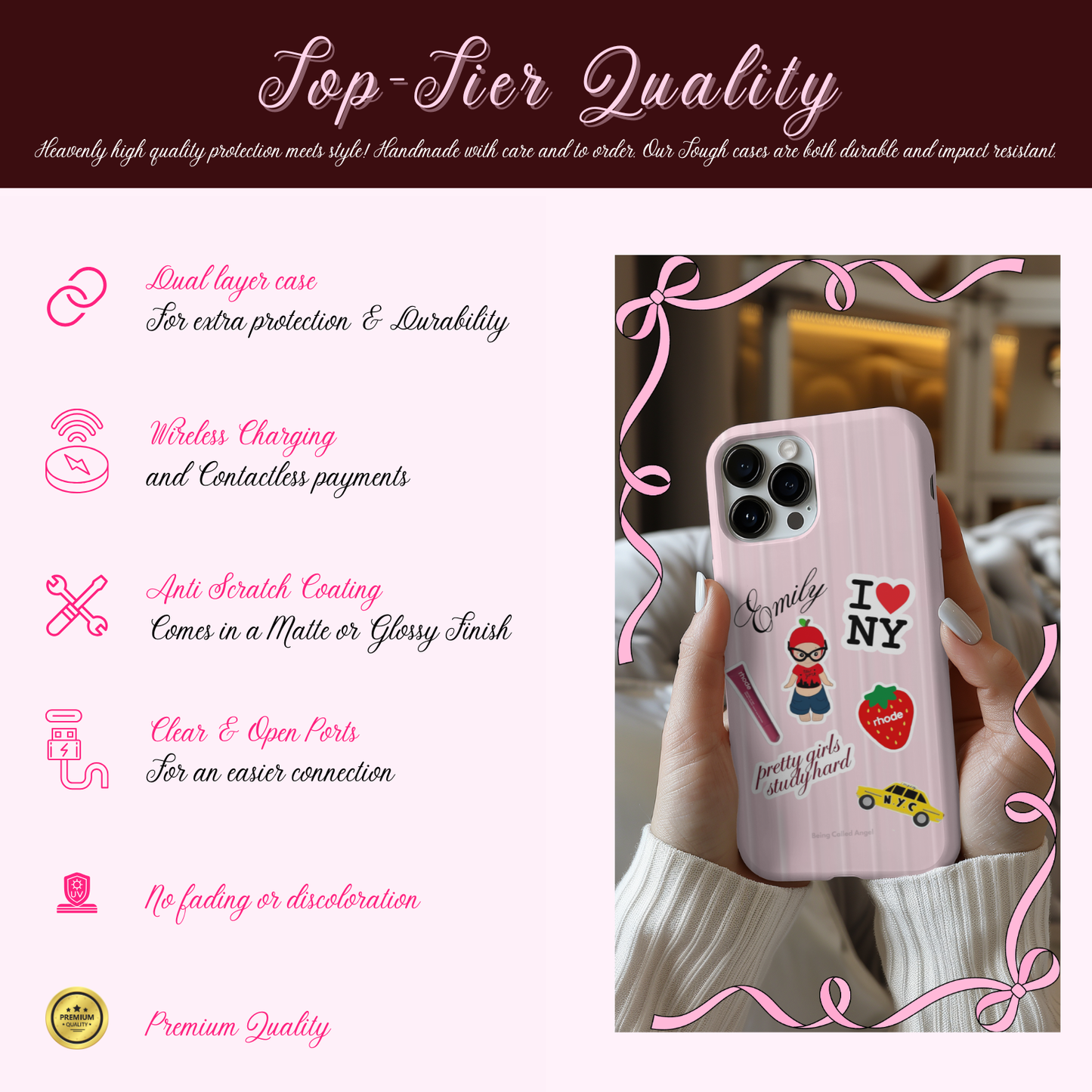 Pink NYC suitcase phone case