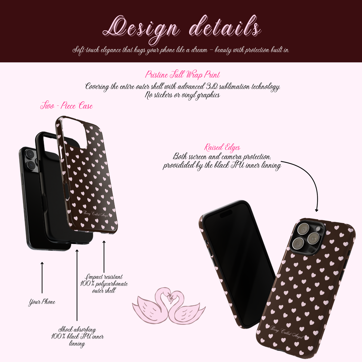 Chocolate Fudge Pink Heart Polka Phone Case