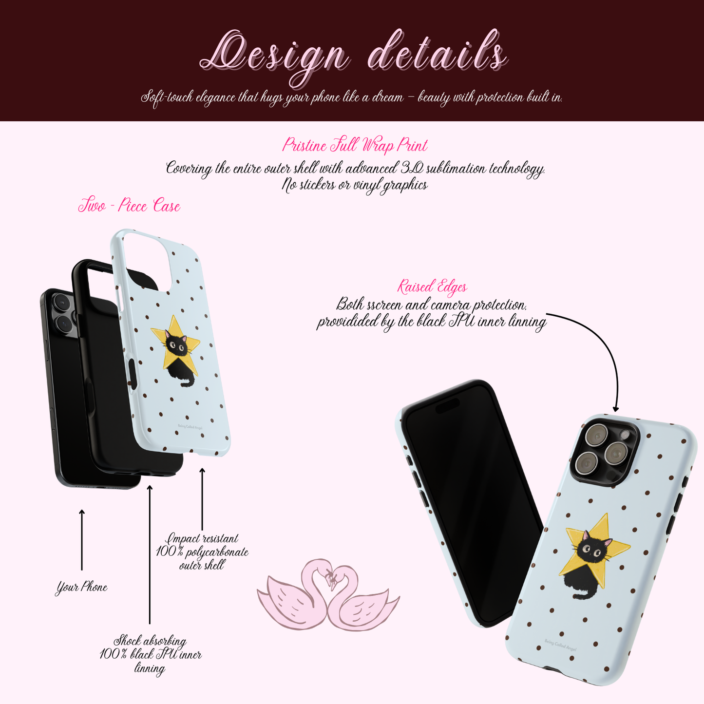 Stary Black Cat Blue Polka Dot Phone Case