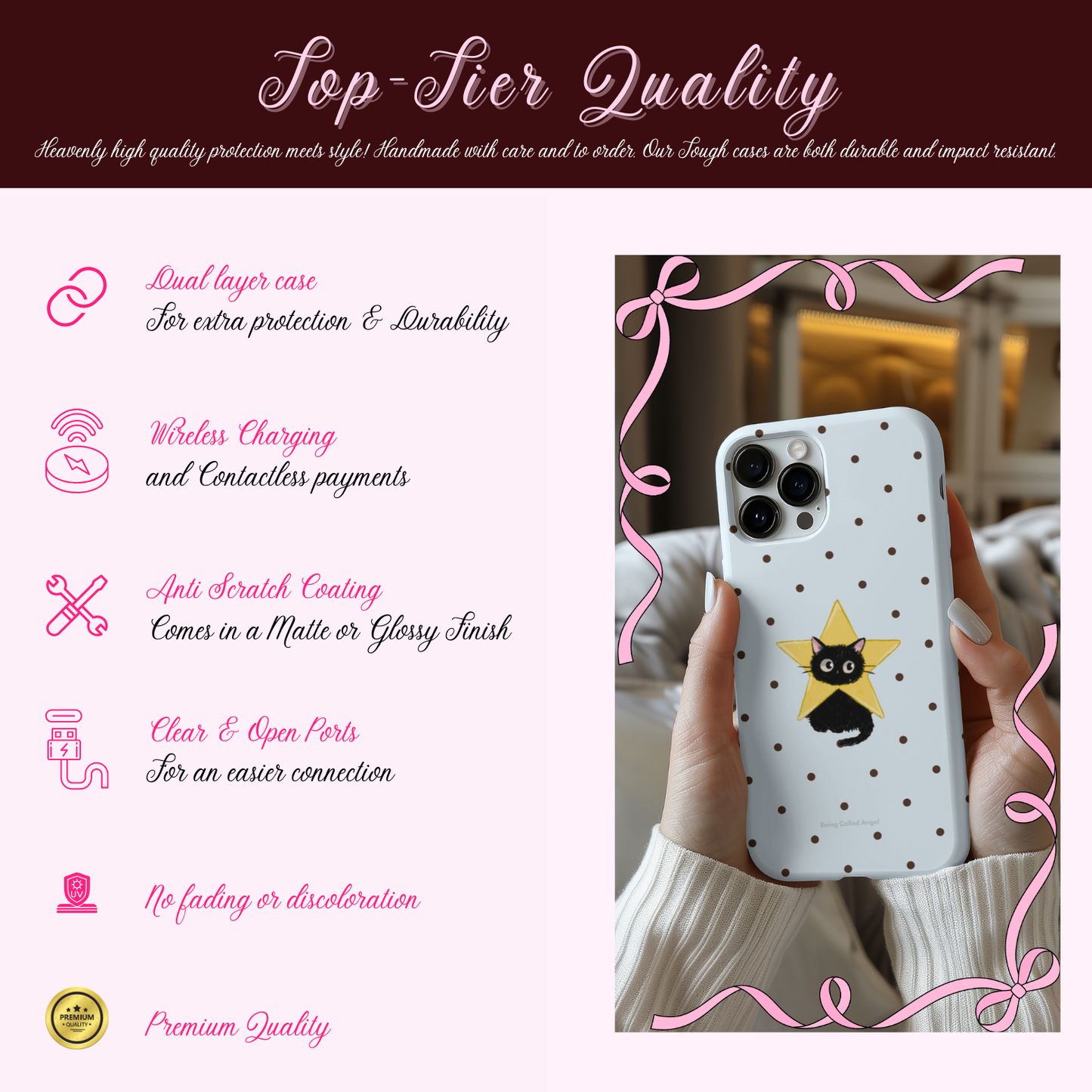 Stary Black Cat Blue Polka Dot Phone Case