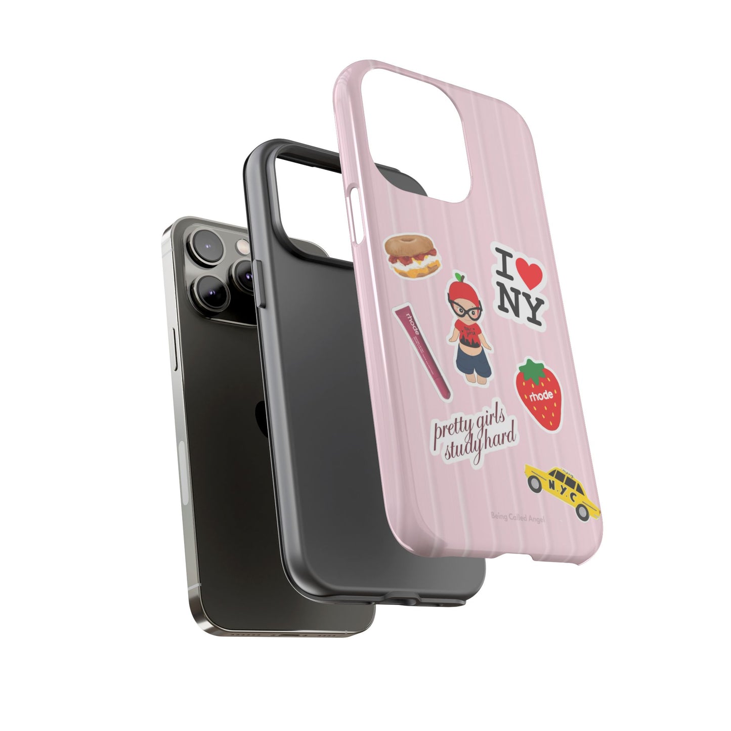 Pink NYC suitcase phone case